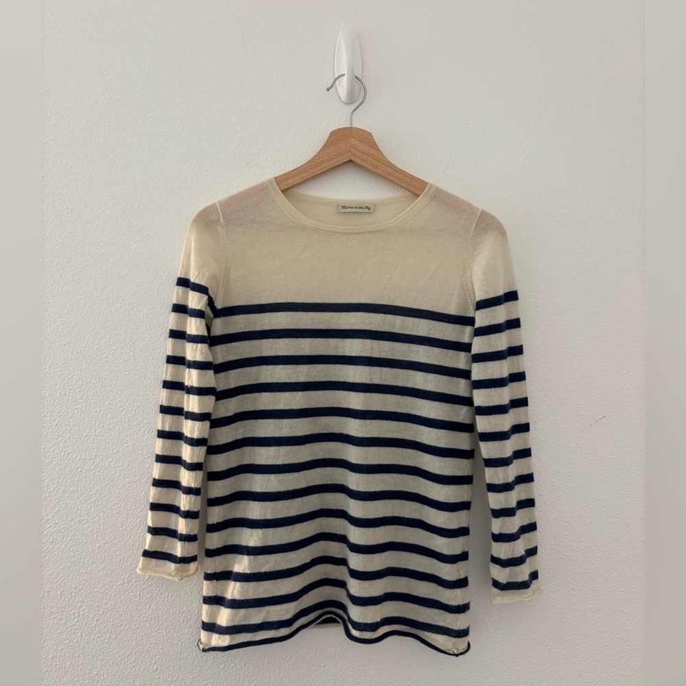 Mirror in the Sky striped long-sleeve cashmere top